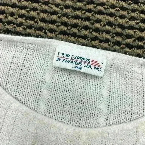 T Top Express By Sweaters USA White Knit Vest Women’s Large Made In USA - Picture 2 of 4